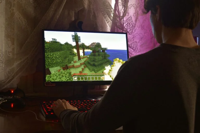 a man playing games on pc